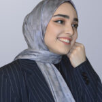 Dama Desen Jakar Şal Koyu Gri