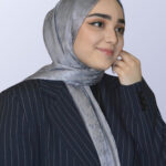 Kazayağı Desen Jakar Şal Koyu Gri